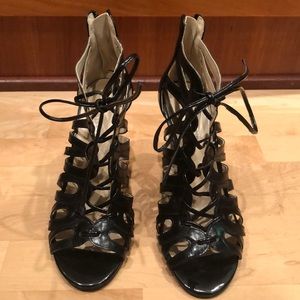 Nine West Black Lace Up Heel/Sandal Size 6